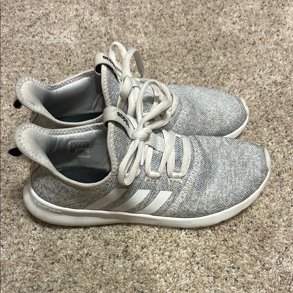 Adidas Light Gray and White Running Shoes